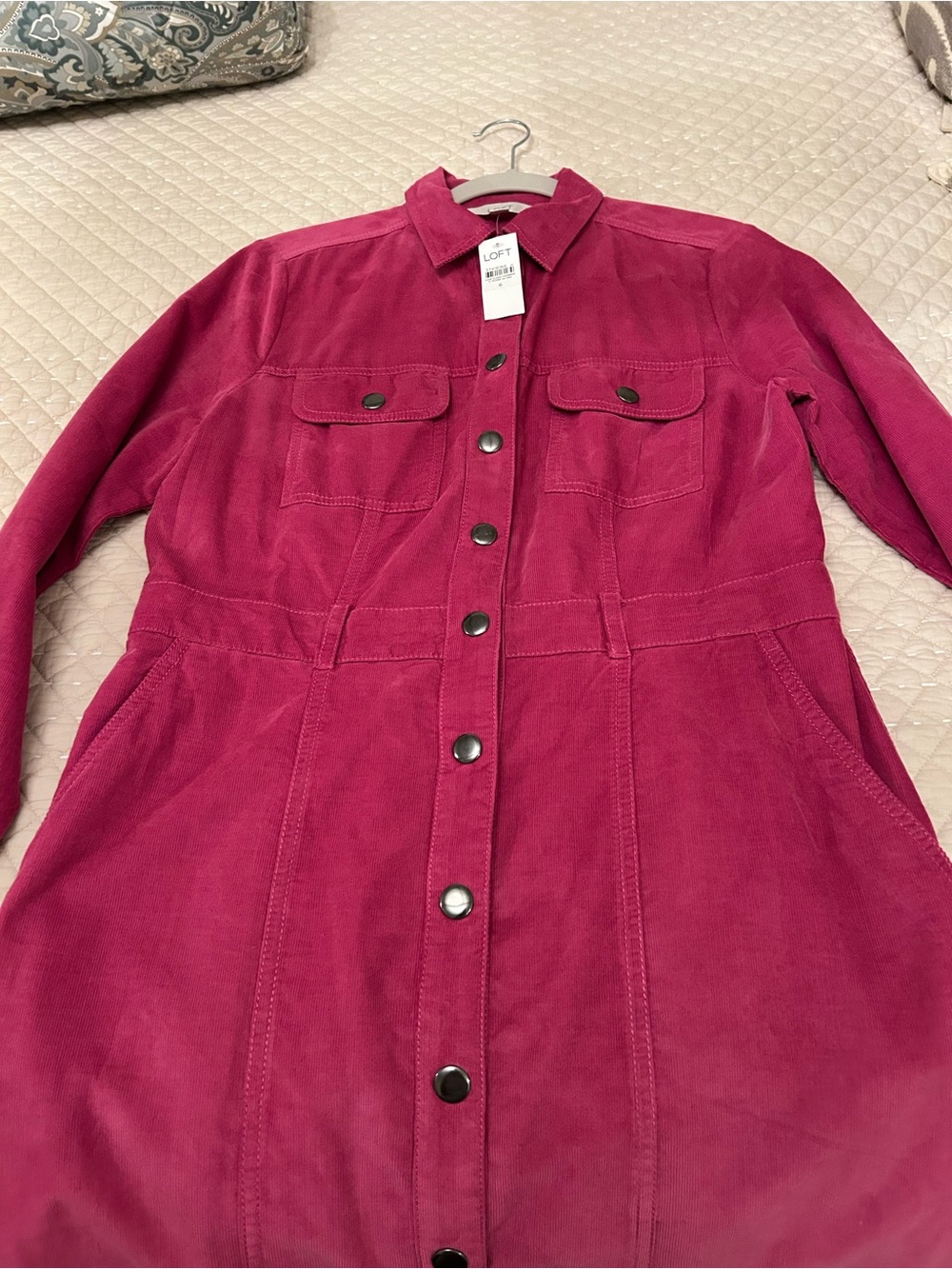 LOFT Magenta Snap-front dress